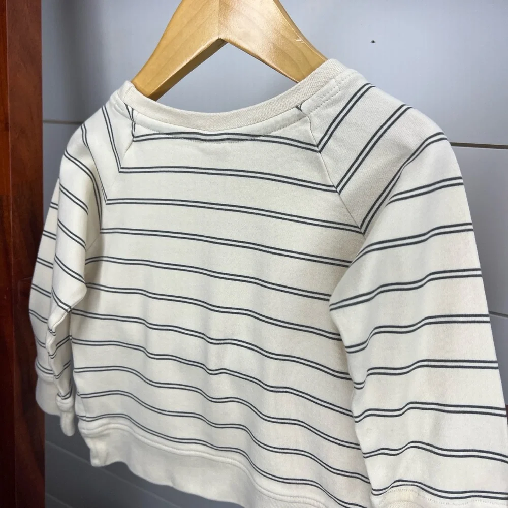 Colored Organics Baby: Cream and Charcoal Striped Crew Long Sleeve - Picture 5 of 5